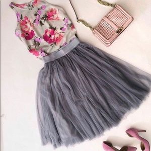 Vintage Gray Tulle Skirt